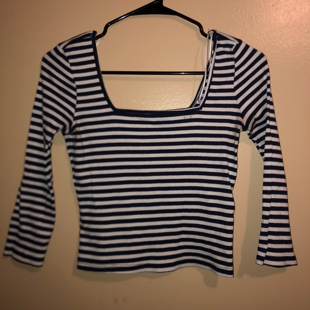 Good luck gem Stripped Crop Top,Cold Wash,Size L